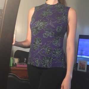 Floral high neck sleeveless blouse